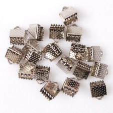 Metal Ribbon crimp end 6x7mm Antique silver